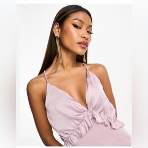 nWT new Y.A.S. asos Nirvana strappy satin cocktail dress midi lilac L